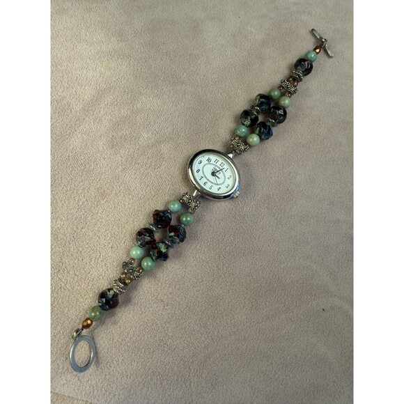 Women\'s Beaded Bracelet Wristwatch LEGACY Quartz ANALOG New Battery main image 6
